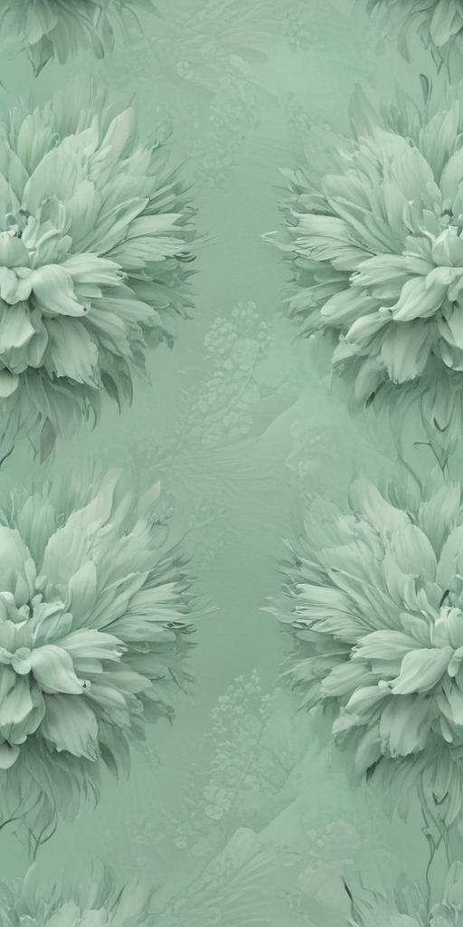 Elegant Mint Green Floral Pattern with Soft Textures and Details.
