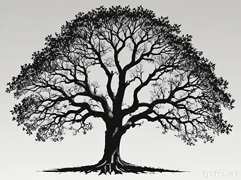 oak tree clipart black and white