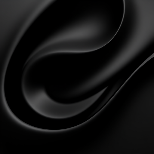 Generate a high-resolution image of a sleek black abstract design with smooth curves and sharp edges, captured with a DSLR camera at f/2.8 aperture, ISO 100, shutter speed 1/250s, using a macro lens from a top-down perspective to enhance details and clarity.
