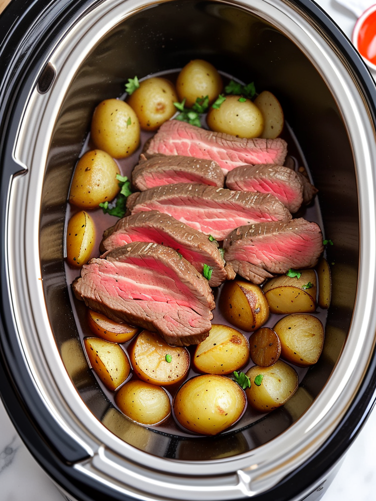 steak and potatoes in crock pot