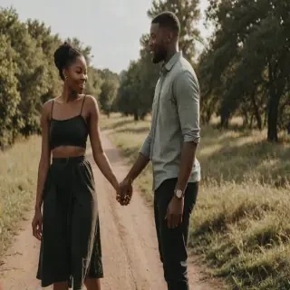 black couple holding hands