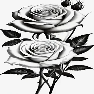 roses clipart black and white