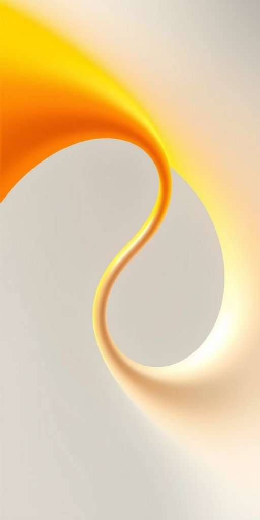 Create a high-resolution abstract image of an infinity symbol with a smooth gradient flowing from orange to yellow to cream to white to gray, captured with a Canon EOS R5 at f/8 aperture, ISO 100, 50mm lens, under natural light for enhanced clarity and depth.