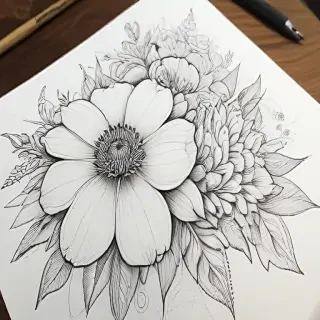 line work flowers