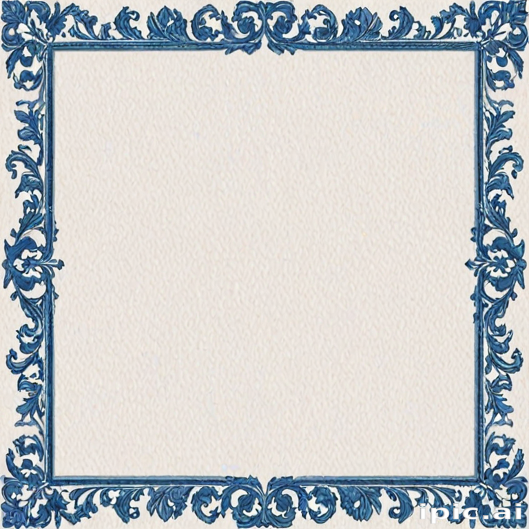 Elegant Decorative Border Design Featuring Intricate Blue Floral Patterns.