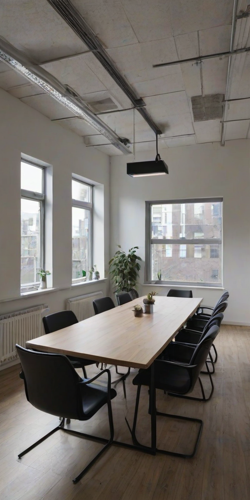 m33t1ng, indoors, long table, chairs, window, office