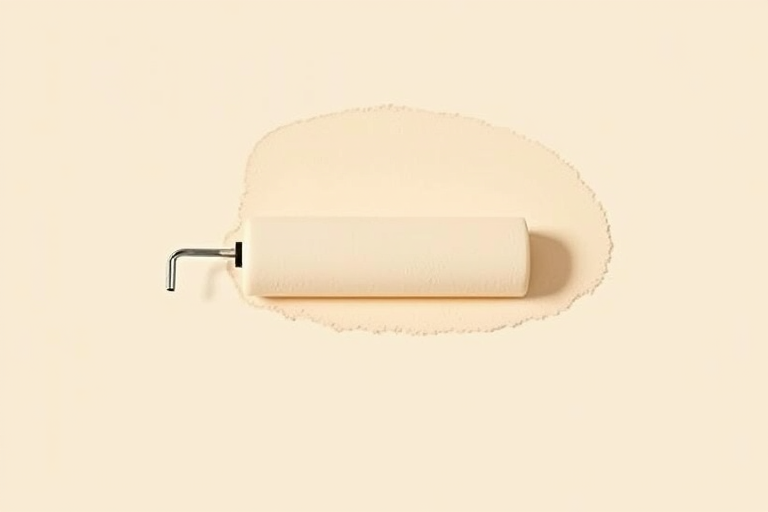 create a vector graphic of a paint roller with a beige paint surface in a clean, minimalistic style, use a Canon EOS 5D Mark IV with a 50mm f/1.8 lens, aperture set at f/4, shutter speed at 1/60 sec, ISO 100, in a well-lit studio environment