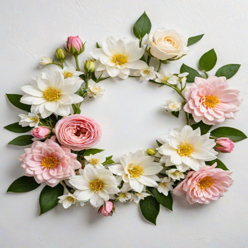 white background with flowers