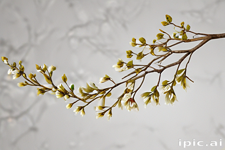 Delicate Blossoms on a Branch Against a Soft, Blurred Background