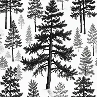 black and white pine tree clipart