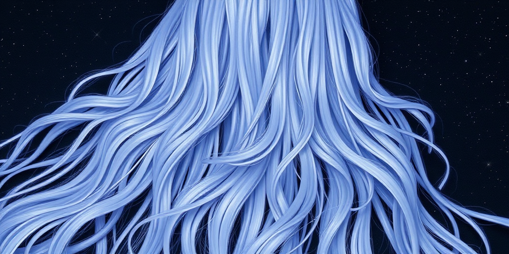 Ethereal Moonlight Goddess Locks flowing down to ankle-length, featuring a mesmerizing gradient of silver, pale blue, and lavender tones reminiscent of a starry night sky