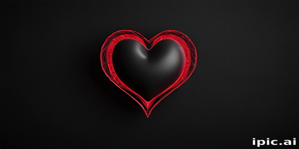 Stylized Heart Design with Red and Black Elements on Dark Background