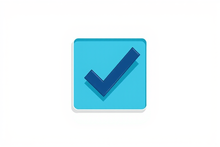 create a stylized illustration of a check mark in a square box, using a high-resolution digital camera, 50mm lens, f/2.8 aperture, ISO 100, top-down view, vibrant colors and clean lines for enhanced clarity and contrast