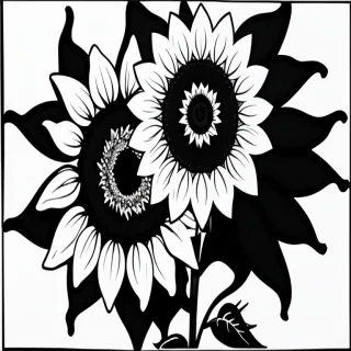 clip art sunflower black and white