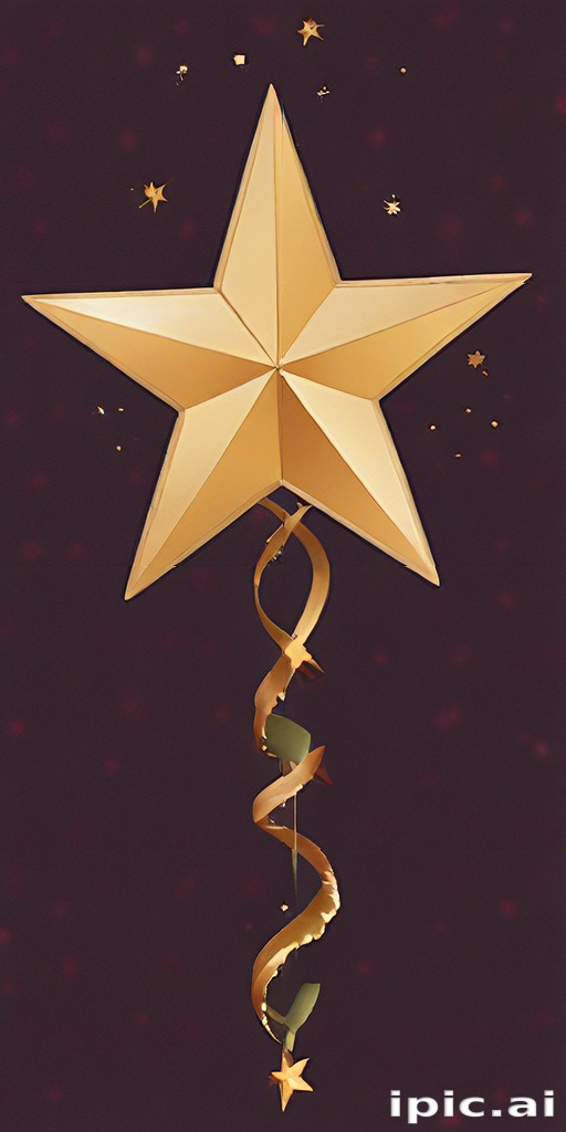 Elegant Golden Star Ornament with Spiraling Ribbon and Dazzling Stars ...