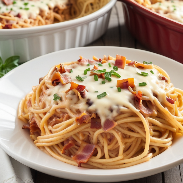 bacon cream cheese baked spaghetti