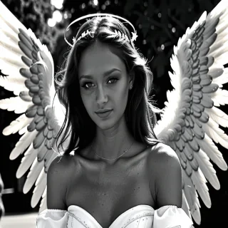 angel black and white