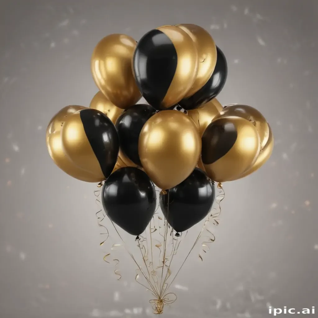 black and gold balloons png