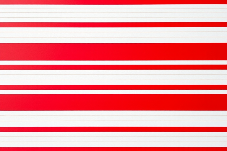 Create a high-resolution image featuring alternating red and white horizontal stripes, captured with a DSLR camera at f/8 aperture, ISO 100, 1/200 sec shutter speed, shot from an overhead view with a symmetrical composition.