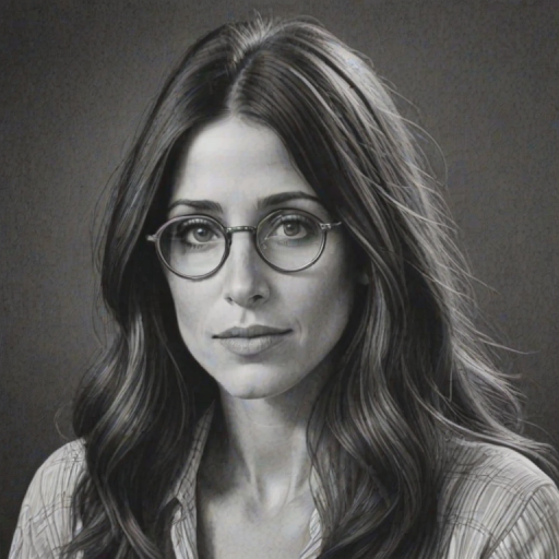 Graceful Soleil Moon Frye, pencil sketch, portrait of Captivating woman 1924s in glasses, hair style beatnik, outline, clear lines, fine lines, 8k