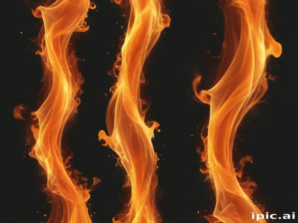 Dynamic Flames Dancing Against a Dark Background in Elegant Waves