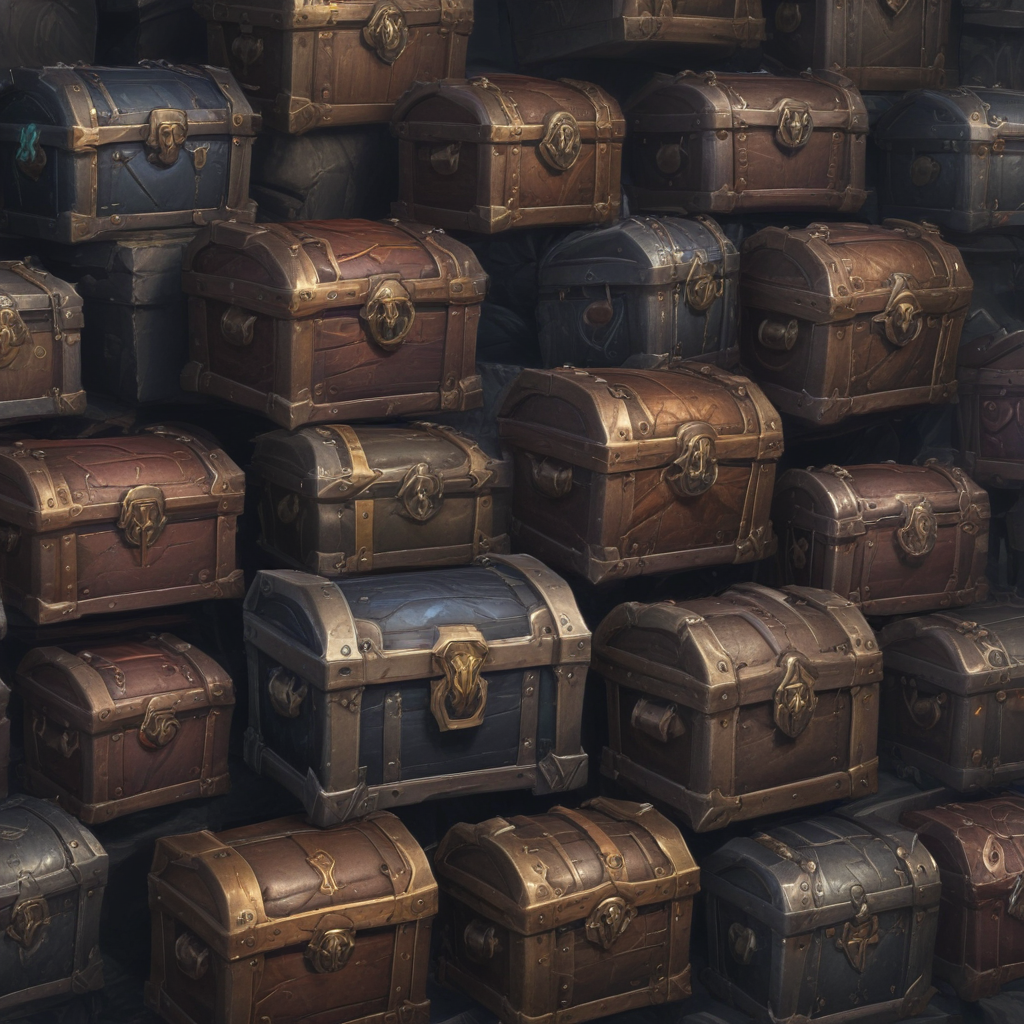 League of Legends background with hextech chests and other loot