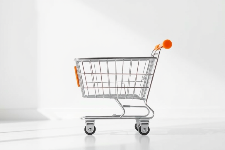 Create a high-resolution vector image of a shopping cart with a plus sign, using a clean minimalist style, shot with a 50mm lens at f/1.8, 1/1000s shutter speed, ISO 100, in soft natural lighting to enhance clarity and detail.