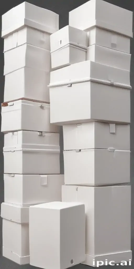 Stacked White Boxes in Various Sizes Against a Dark Background