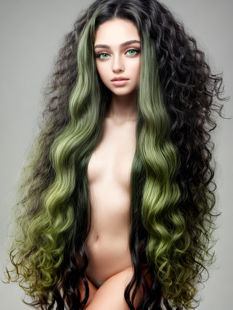 Ai Image Generator - Ai Art Generator - High Quality and 100% Unique Images  - iPic.Ai Female, long curly hair, Black hair with green tips, almond green  eyes, magic wand, beautiful