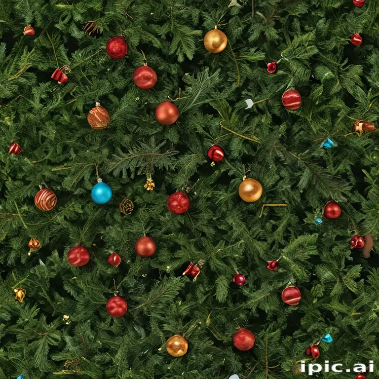 Festive Christmas Tree Decorated with Colorful Ornaments and Shiny Baubles