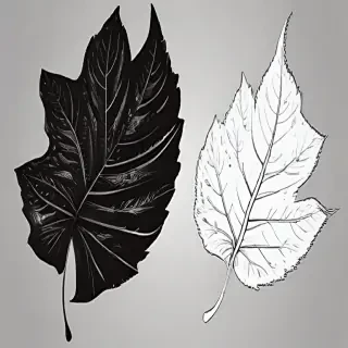 clipart of leaf black and white