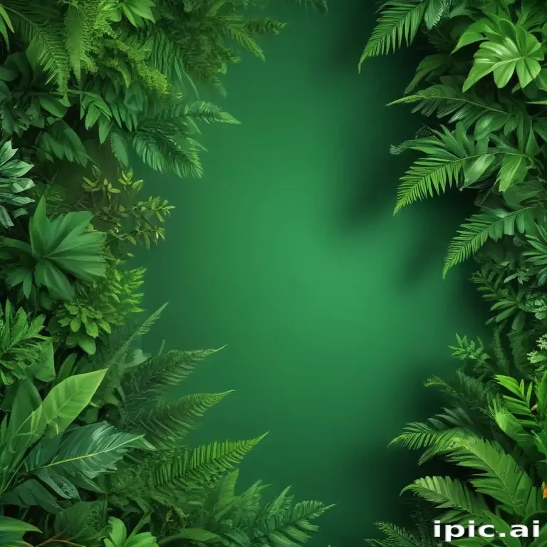 Lush Green Tropical Foliage Framing a Serene Natural Background Scene.