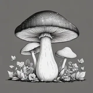 mushroom clip art black and white