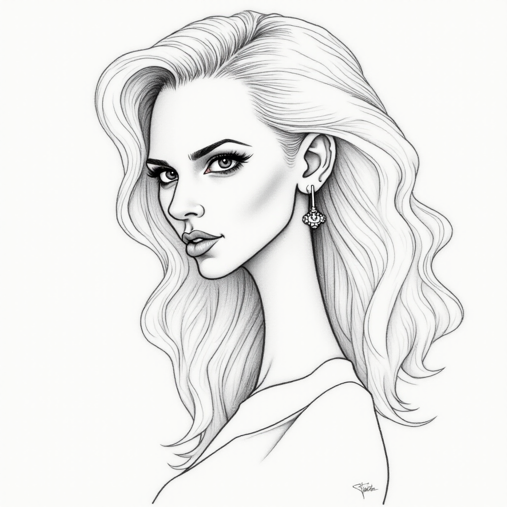 britney spears caricature. A pencil-drawn caricature of the actress britney spears