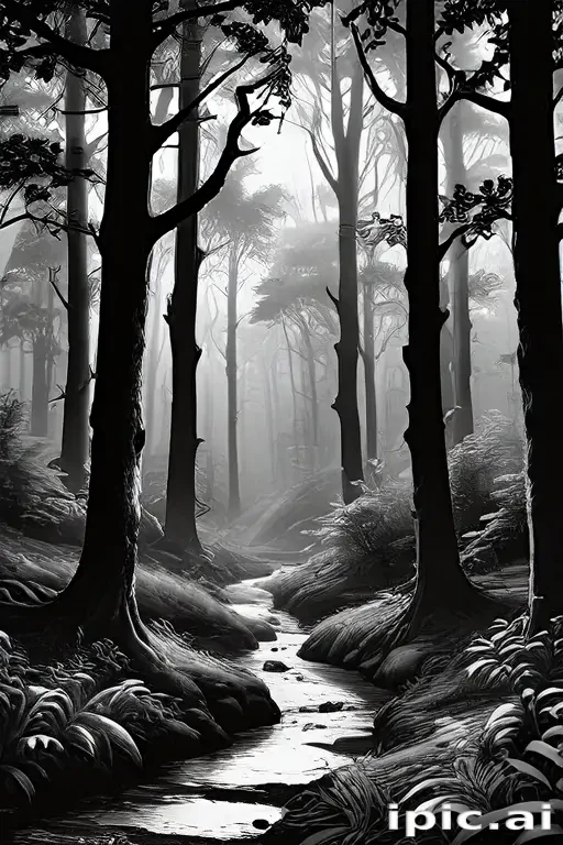 forest clipart black and white