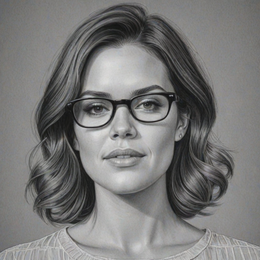 Sublime Mandy Moore, pencil sketch, portrait of Bewitching woman 1962s in glasses, hair style beatnik, outline, clear lines, fine lines, 8k