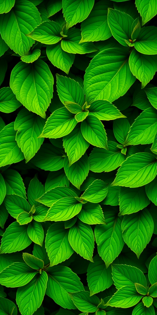 Generate a high-resolution seamless pattern of lush green leaves, macro view, using a Canon EOS 5D Mark IV, aperture f/8, ISO 100, shutter speed 1/125s, with vibrant color saturation and sharp detail.