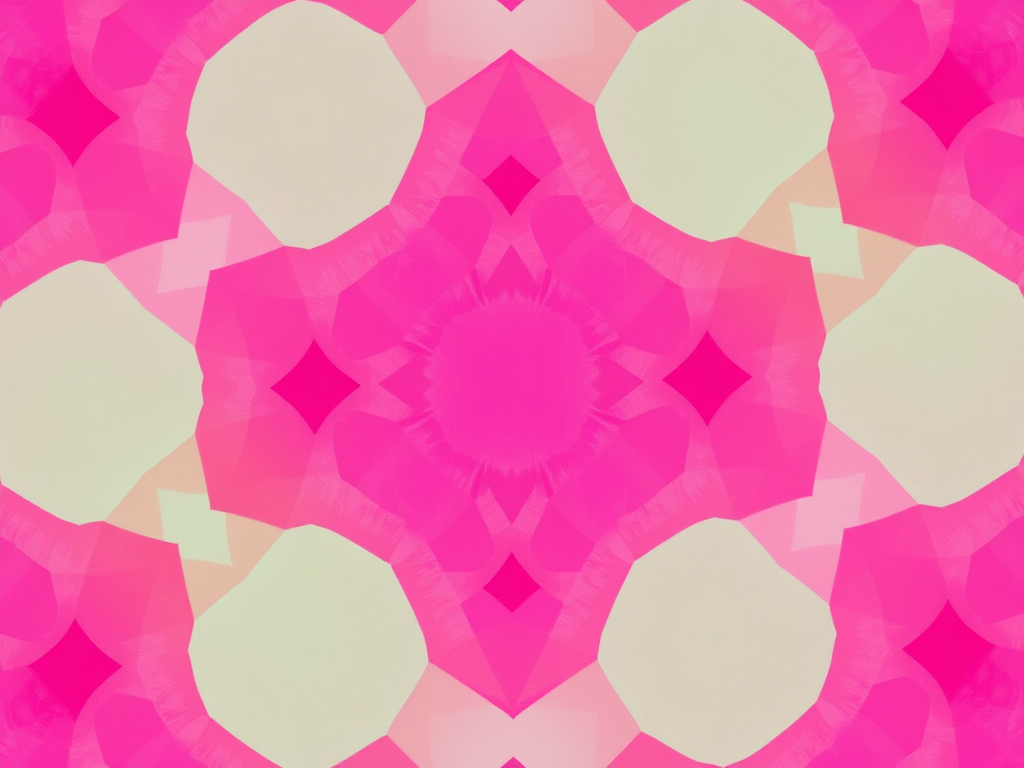 Create a vibrant geometric pattern with various shades of pink, utilizing a high-resolution camera at f/8 aperture, 1/125 shutter speed, ISO 100, taken from a top-down view, using a DSLR style for enhanced depth and clarity.