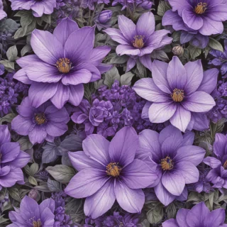 purple flowers drawing
