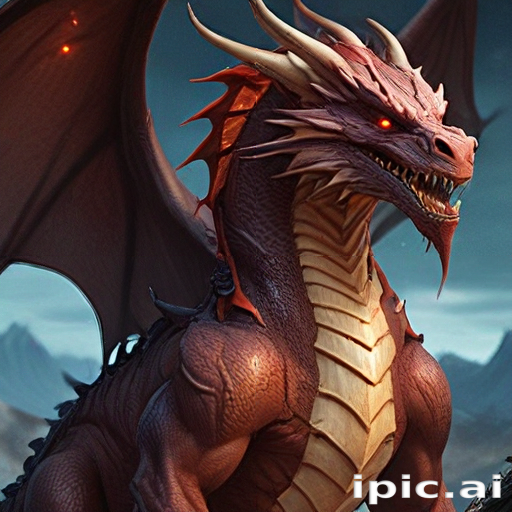 Majestic Dragon with Fiery Eyes and Powerful Wings in a Fantasy Landscape