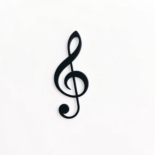 create a high-resolution image of a musical treble clef symbol on a white background, using a DSLR camera with a 50mm lens, aperture f/2.8, ISO 100, shot at 100mm focal length, natural lighting, and a simple, clean style to enhance clarity and contrast