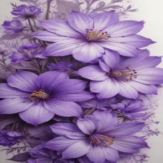 purple flowers drawing