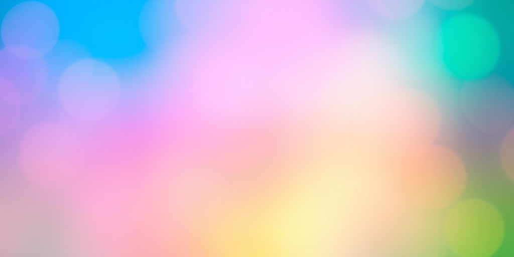 create a vibrant gradient background blending blue, pink, yellow, and green with soft bokeh lights, captured with a Canon EOS R5 at f/2.8, ISO 100, 1/100s, in a wide-angle view with a soft focus effect to enhance the dreamy atmosphere.