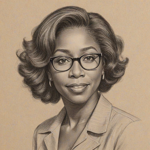 Beauteous Dawnn Lewis, pencil sketch, portrait of Pleasing woman 1948s in glasses, hair style beatnik, outline, clear lines, fine lines, 8k