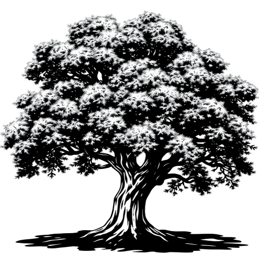 oak tree clipart black and white
