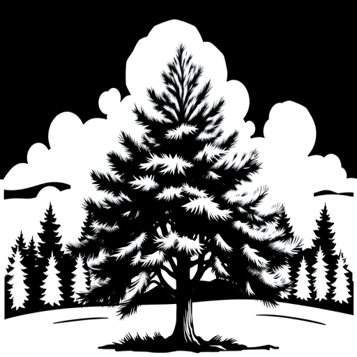 black and white pine tree clipart