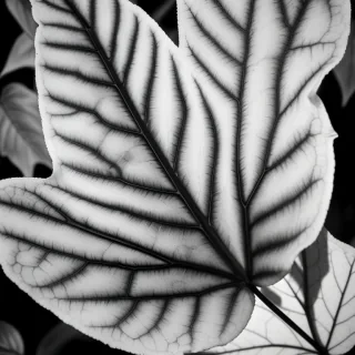 leaf in black and white
