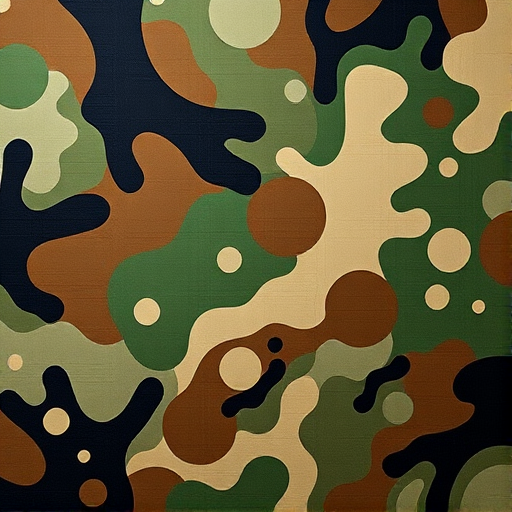 Generate a high-resolution digital camouflage pattern, using a Canon EOS 5D Mark IV, aperture f/8, ISO 100, shot from a top-down view in a macro photography style to capture intricate details and enhance color depth.
