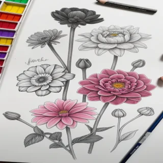 drawings of flowers in color