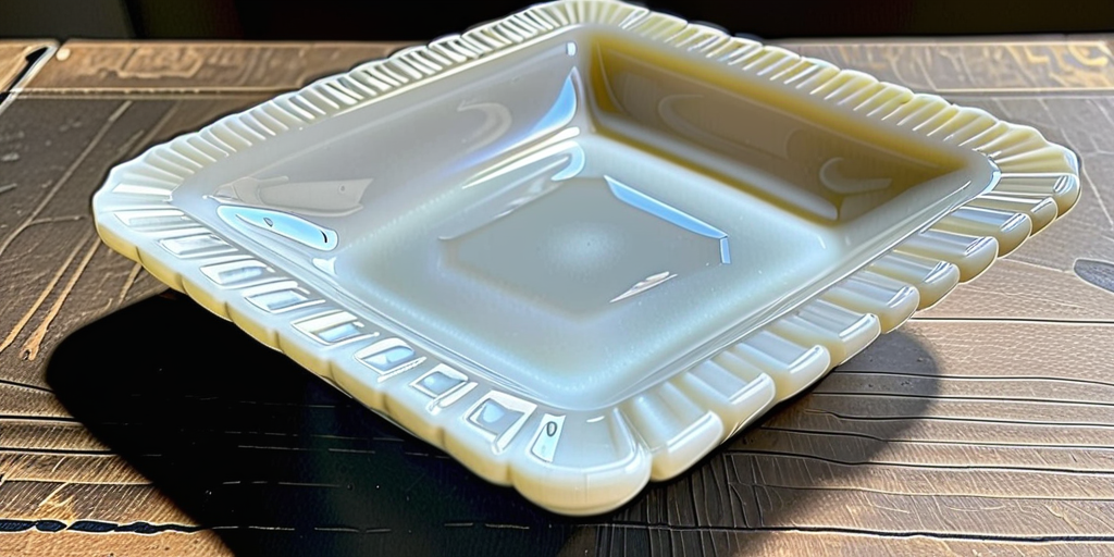 milk glass square candy dish